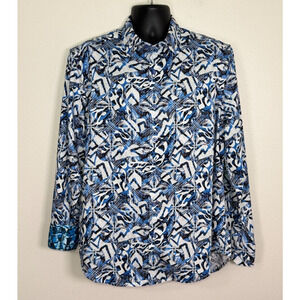 Robert Graham Santos Long Sleeve Shirt Flip Cuff Geo Art Normcore Luxury, XL